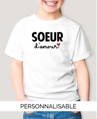 T-shirt enfant Soeur d'Amour - Collection Famille - Pilou et Lilou