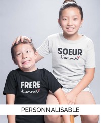 T-shirt enfant Soeur d'Amour - Collection Famille - Pilou et Lilou