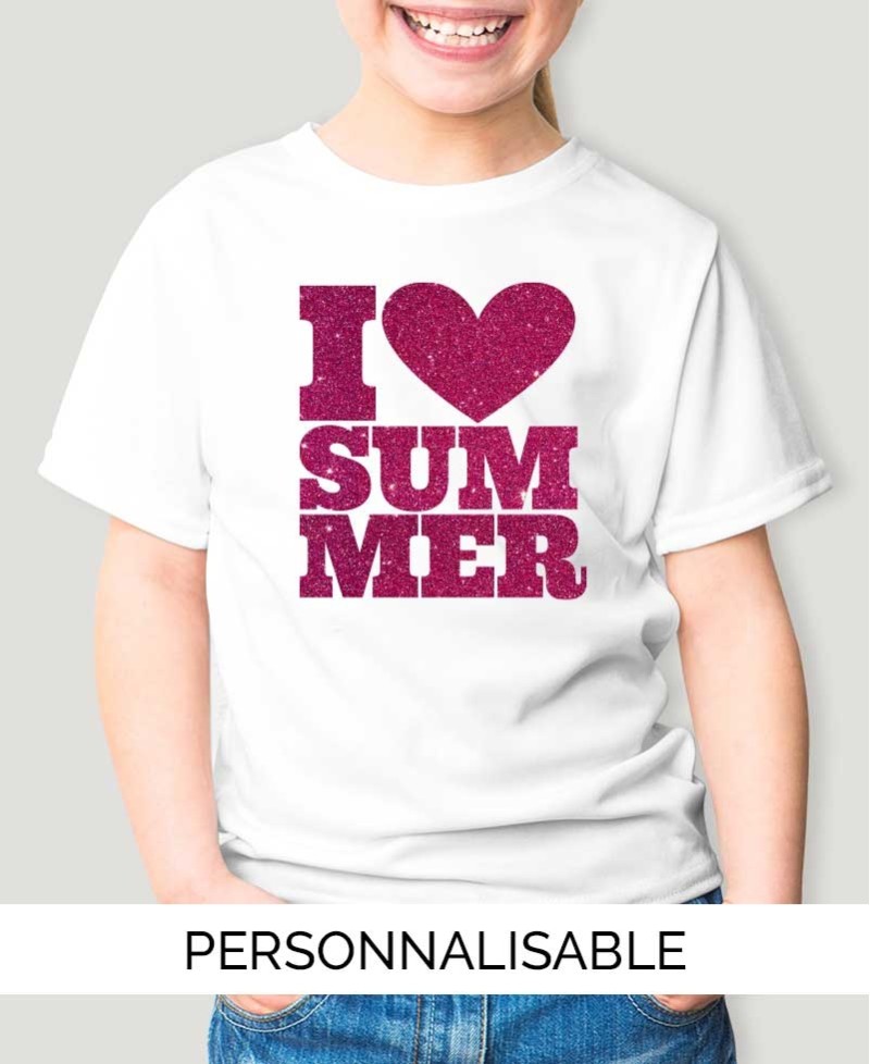 T-shirt enfant à personnaliser I Love Summer - Pilou et Lilou