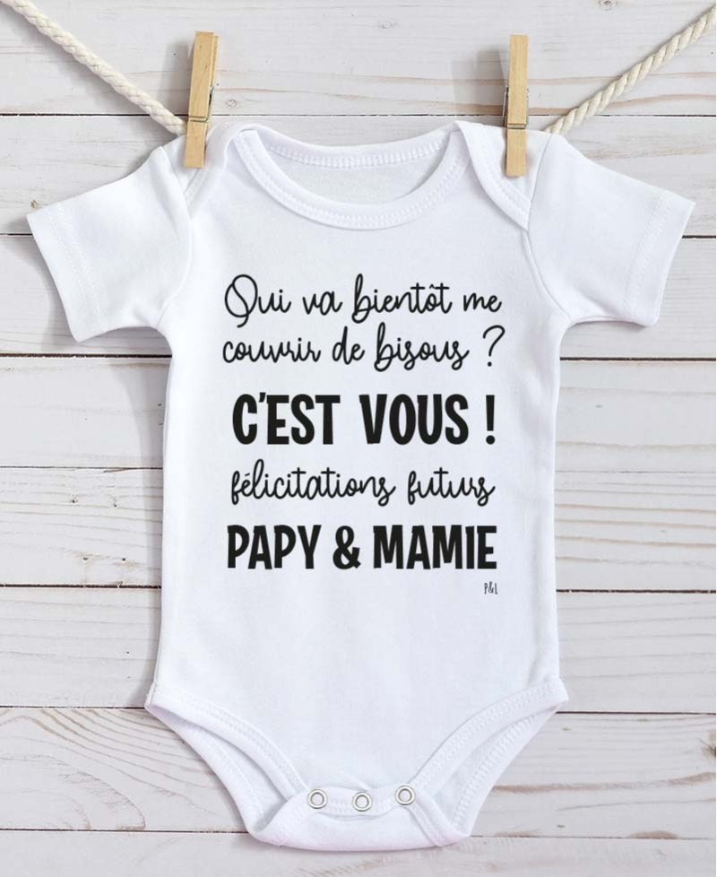 Body Bébé Annonce Grossesse à Papy et Mamie by Pilou et Lilou