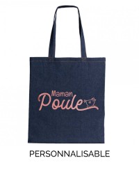 Tote Bag Maman Poule en Jeans personnalisable - Pilou et Lilou
