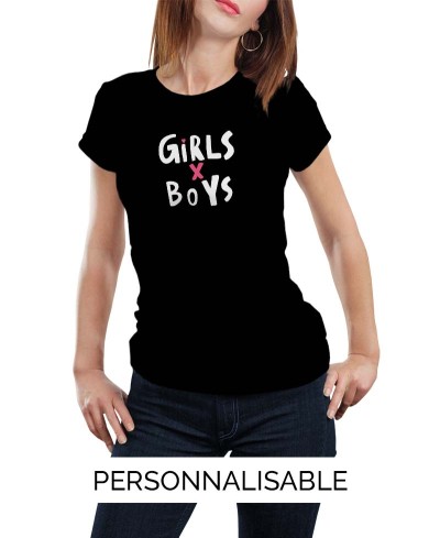 T-shirt Girls Love Boys à personnaliser - Pilou et Lilou