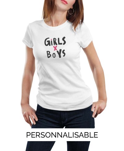 T-shirt Girls Love Boys à personnaliser - Pilou et Lilou