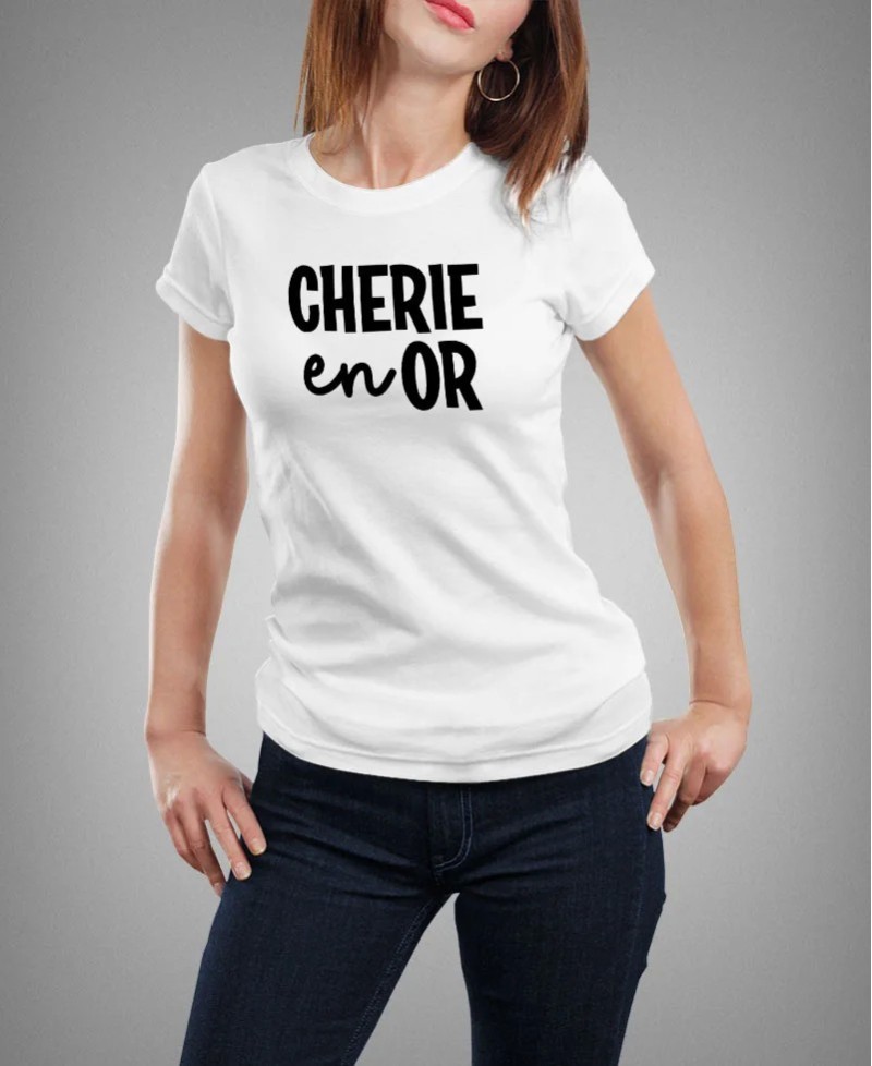 T-shirt femme Chérie en Or