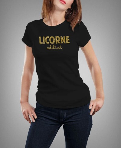 T-shirt femme à paillettes - Licorne Addict