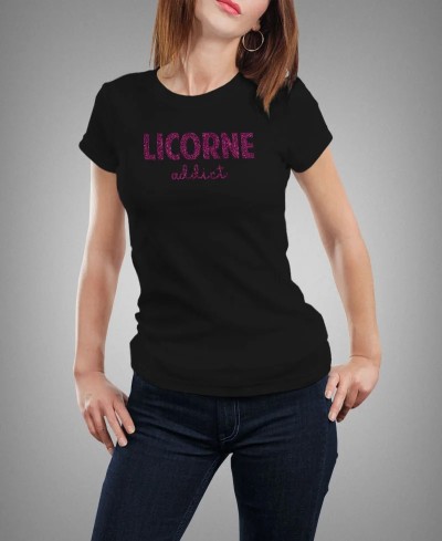 T-shirt femme à paillettes - Licorne Addict