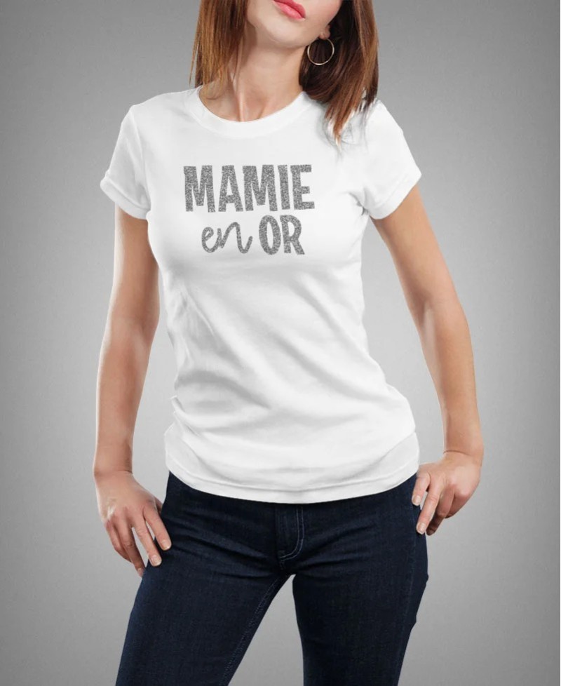 T-shirt Femme à paillettes - Mamie en Or