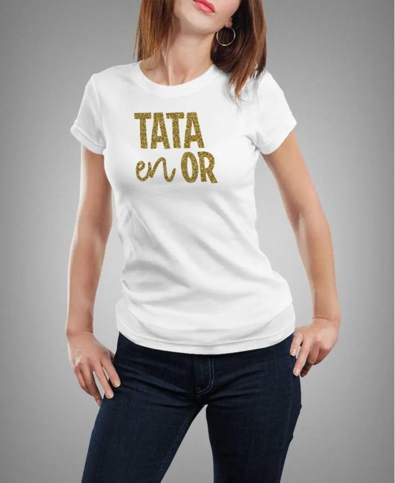 T-shirt à paillettes - Tata en Or