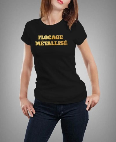 T-shirt femme flocage métallisé
