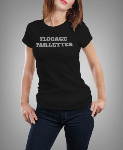 T-shirt femme flocage paillettes
