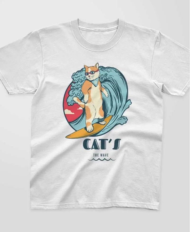 T-shirt enfant - cat's the wave - pilou et lilou