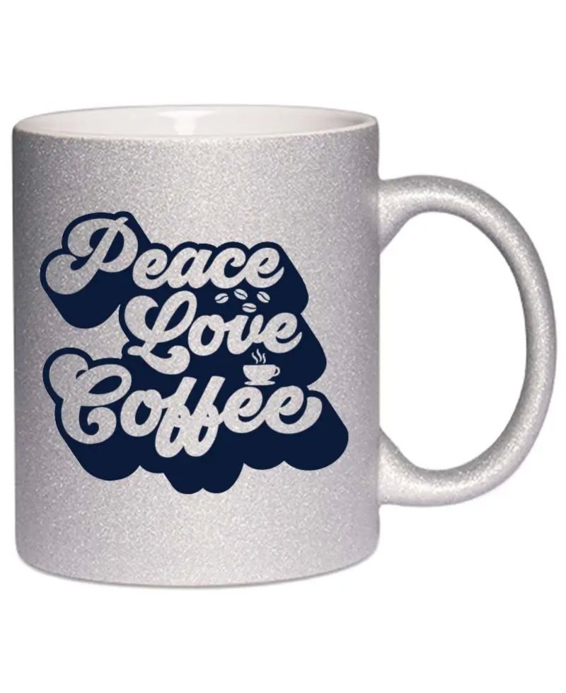 Mug à paillettes - Peace love coffee