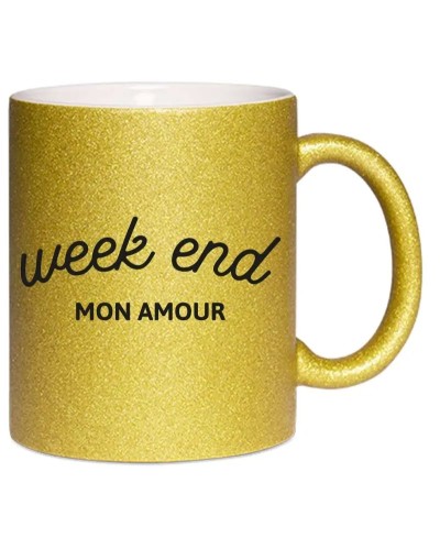 Mug à paillettes - Week end mon amour