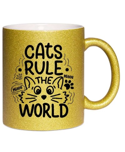 Mug à paillettes - Cats rule the world Collection humour