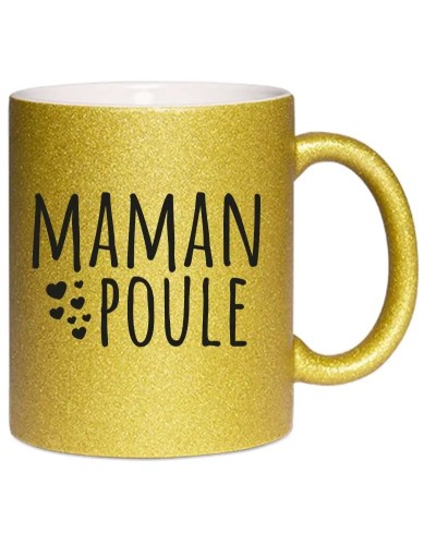 Mug à paillettes - Maman poule | Collection famille par pilou et Lilou