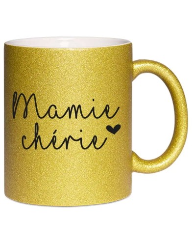 Mug à paillettes - Mamie cherie Collection famille par pilou et lilou