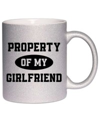 Mug à paillettes - Property of my girlfriend - couleurs au choix - Pilou et lilou