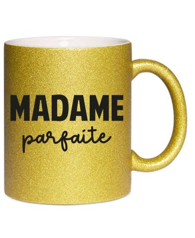 Mug à paillettes - Madame parfaite | Collection jeux de mots par Pilou et Lilou