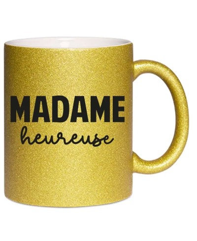 Mug à paillettes - Madame heureuse | Collection humour par pilou et Lilou