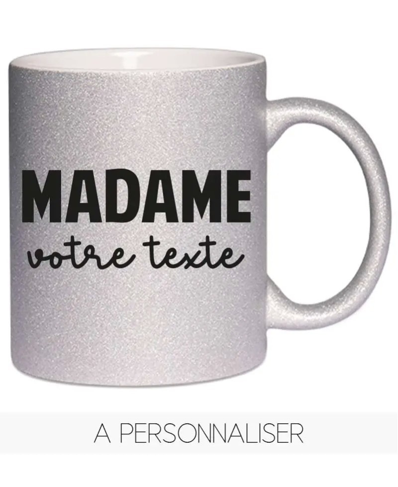 Mug à paillettes - Madame "votre texte"