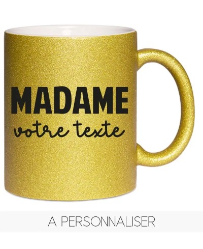 Mug à paillettes - Madame "votre texte" | A personnaliser, 4 couleurs au choix | Pilou et Lilou