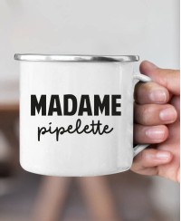 Tasse en acier émaillé - Madame pipelette | Collection humour et jeux de mots Pilou et Lilou